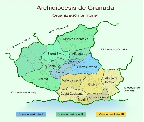 Organización territorial de la archidiócesis de Granada